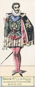 Henryk 4, 63. król Francji, wstąpił na tron ​​w 1589, zmarł w 1610 (kolorowa rycina) autorstwa French School