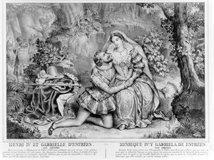 Henryk IV (1553-1610), król Francji i Gabrielle dEstrees (1573-99) autorstwa French School