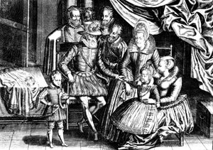 Henryk IV (1553-1610) król Francji z rodziną i radnymi autorstwa French School