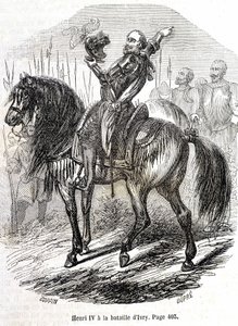 Henri IV (1553 - 1610) w bitwie pod Ivry (14/03/1590) - w „Histoire de France” L.-P. Anquetil autorstwa French School