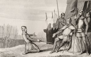 Henryk I (1008-60) ułaskawia swojego brata Roberta-Le-Vieux, z "Histoire de France" Colarta, opublikowanej ok. 1840 r. autorstwa French School