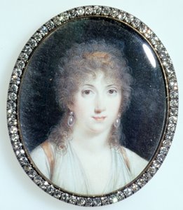 Henriette Lucy Dillon (1770-1853) Marquise de la Tour du Pin Gouvernet, ok. 1802 (wc na kości słoniowej) autorstwa French School