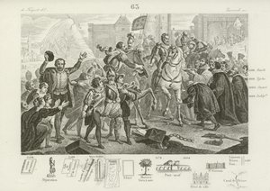 Henryk IV francuski wjeżdżający do Paryża w towarzystwie hrabiego de Brissac, gubernatora miasta, 22 marca 1594 autorstwa French School