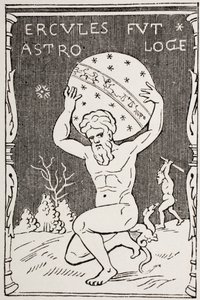 Herkules trzymający świat na plecach, podczas gdy Atlas zbiera jabłka Hesperydów, z „Les Arts au Moyen Age”, opublikowanej w 1873 r. autorstwa French School