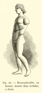 Hermafrodyta z brązu, znaleziony w Sekwanie, Paryż (rycina) autorstwa French School