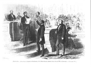 Hiram Revels, pierwszy czarny senator stanu Mississippi zaprzysiężony na Kongres Waszyngtoński autorstwa French School