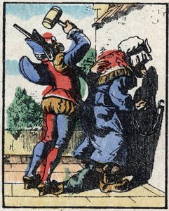 Historia dr Pulcinelli (Polichinelle). Drzeworyt Imaging Pellerin - Epinal, sd. Koniec XIX wieku. autorstwa French School