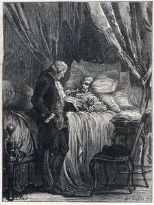 Honore Gabriel (Honore-Gabriel) Riqueti, hrabia Mirabeau (1749-1791) na łożu śmierci ze swoim lekarzem Georgesem Cabanisem (1757-1808) w 1791 roku. autorstwa French School