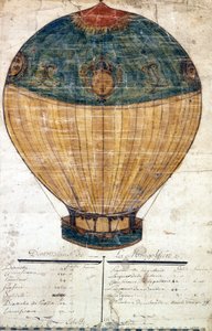 Balon na ogrzane powietrze braci Montgolfier. Oryginalny rysunek. 1782 autorstwa French School