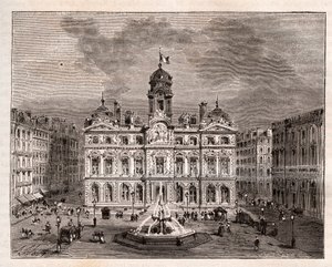 Hotel de Ville de Lyon - - grawerowanie w „” La France illustree: geografia, historia, administracja statystyczna”” autorstwa V.A. Słodowo-Brązowy. 1884 autorstwa French School