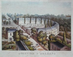 Projekt mieszkaniowy (ukończony) w dzielnicy Orleanu, rue Halle, ok. 1840-50 (litografia barwna) autorstwa French School
