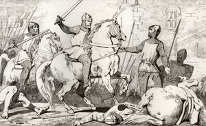 Hugh Capet (941-96) pojmuje Karola Lotaryńskiego, z "Histoire de France" Colarta, opublikowanej ok. 1840 r. autorstwa French School