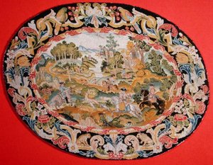 Scena polowania, ok. 1710-35 (haft na płótnie) autorstwa French School