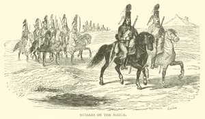Hussars w marszu (rycina) autorstwa French School