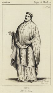 IX wiek, panowanie Karola II, Odon, Abbe de Cluny (rycina) autorstwa French School