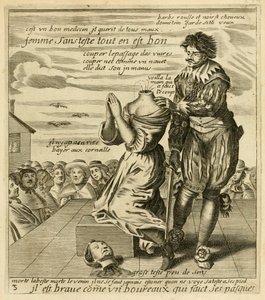 „Jest odważny jak kat, który robi swoje paski”, z „Zbioru najznamienitszych przysłów, podzielonego na trzy księgi” Jacquesa Lagnieta, ok. 1657-63 (rycina) autorstwa French School