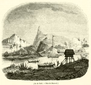 Ile de Taiti, Baie de Matavai (grawerowanie) autorstwa French School