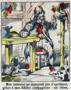 Ilustracja do Księgi Daniela Defoe (De foe) „”Robinson Crusoe””. Obrazowanie epinal z końca XIX wieku. autorstwa French School