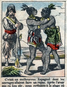 Ilustracja do Księgi Daniela Defoe (De foe) „”Robinson Crusoe””. Obrazowanie epinal z końca XIX wieku. autorstwa French School