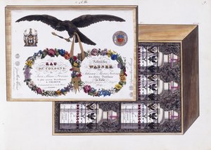 Ilustracja do opakowania wody kolońskiej, ok. 1825 (akwarela i bodycolor) autorstwa French School