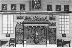 Ilustracja z Cabinet de la Bibliotheque Sainte-Genevieve autorstwa wielebnego Pere Claude Du Molinet (1620-87) 1692 autorstwa French School