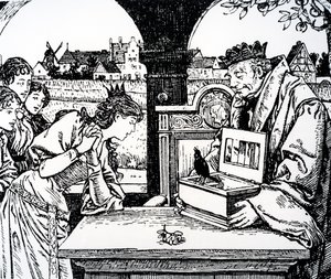 Ilustracja z filmu Księżniczka i świniopas autorstwa Hansa Christiana Andersena autorstwa French School