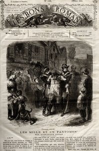 Ilustracja z powieści „Tysiąc Fantomów” Alexandre Dumas pere ukazała się w „The Bons Romans” z 28.03.1865 autorstwa French School