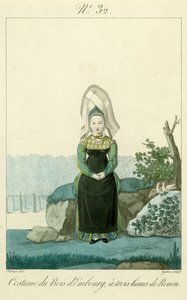 Ilustracja nr. 32, Kostium Lasku Embourg koło Rouen (kolorowy ryt) autorstwa French School