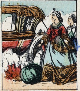 Ilustracja do bajki Charlesa Perraulta „Kopciuszek albo mały szklany pantofelek”. Drzeworyt Imaging Pellerin - Epinal, sd. Koniec XIX wieku. autorstwa French School