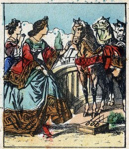 Ilustracja do bajki Charlesa Perraulta „Kopciuszek albo mały szklany pantofelek”. Drzeworyt Imaging Pellerin - Epinal, sd. Koniec XIX wieku. autorstwa French School