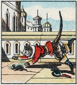 Ilustracja do bajki Charlesa Perraulta „Kot Botte”. Drzeworyt Imaging Pellerin - Epinal, sd. Koniec XIX wieku. autorstwa French School