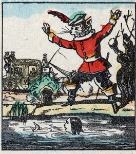 Ilustracja do bajki Charlesa Perraulta „Kot Botte”. Drzeworyt Imaging Pellerin - Epinal, sd. Koniec XIX wieku. autorstwa French School
