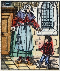 Ilustracja do bajki „Le petit poucet” autorstwa Charlesa Perraulta. Drzeworyt Imaging Pellerin - Epinal, sd. Koniec XIX wieku. autorstwa French School