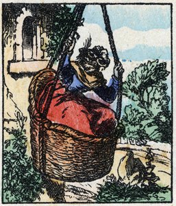 Ilustracja do bajki „Raminagrobis i myszy” Grawerowanie w drewnie firmy Imaging Pellerin - Epinal, sd. Koniec XIX wieku. autorstwa French School