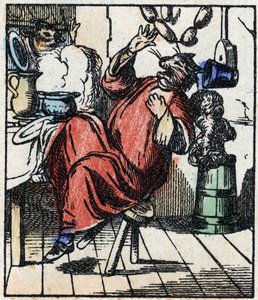 Ilustracja do bajki „Raminagrobis i myszy” Grawerowanie w drewnie firmy Imaging Pellerin - Epinal, sd. Koniec XIX wieku. autorstwa French School