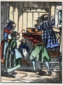 Ilustracja do bajki „Wilk, koza i siedem bikietów” Drzeworyt z Imaging Pellerin - Epinal, sd. Koniec XIX wieku. autorstwa French School