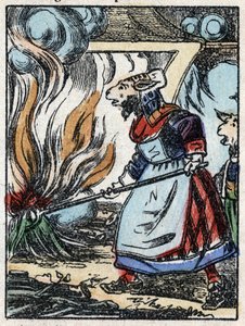 Ilustracja do bajki „Wilk, koza i siedem bikietów” Drzeworyt z Imaging Pellerin - Epinal, sd. Koniec XIX wieku. autorstwa French School