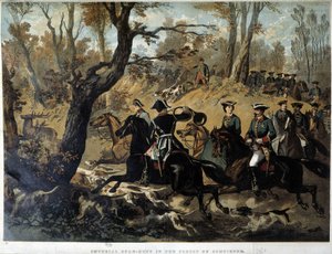 Cesarzowa Eugenia i Napoleon III: Scena polowania w Compiegne autorstwa French School