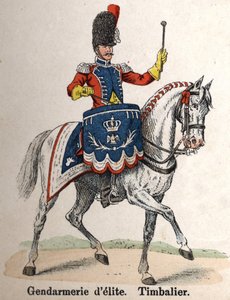 Gwardia Cesarska Napoleona I: Elitarna Żandarmeria - Timbalier. Talerz z książki Les Uniforms de l