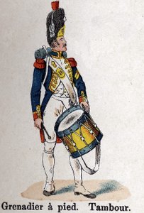 Gwardia Cesarska Napoleona I: Grenadier pieszo - Bęben. Talerz z książki Les Uniformes de l