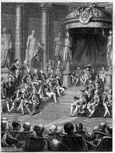 Imperiale seans w Senacie: przemówienie Napoleona o ukonstytuowaniu się nowego królestwa Włoch w 1805 r. - w „Histoire de l