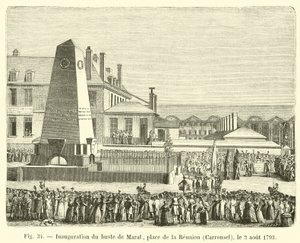 Inauguracja popiersia Marata, Place de la Reunion, Carrousel, 2 sierpnia 1793 autorstwa French School
