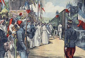 Inauguracja linii kolejowej łączącej Thies z Kayes do Senegalu, początek XX wieku autorstwa French School