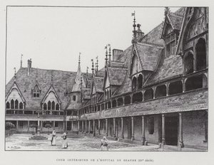 Wewnętrzny dziedziniec Hospices de Beaune autorstwa French School