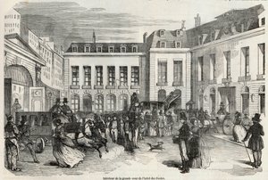 Wnętrze dużego dziedzińca Hôtel des Postes w Paryżu - Grawerowanie w „Tableau-de-Paris” autorstwa Edmonda Texiera 1852 autorstwa French School