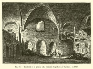 Wnętrze wielkiej sali rzymskiej Palais des Thermes, 1810
