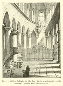 Wnętrze kościoła Saint-Paul, z małego modelu w reliefie zachowanego w kościele Saint-Louis-Saint-Paul autorstwa French School