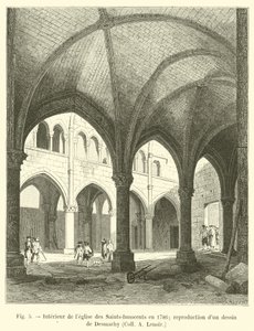 Wnętrze kościoła Świętych-Niewinnych z 1786 r.; reprodukcja rysunku Desmachy