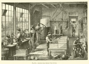 Wnętrze fabryki wody seltzer (grafika) autorstwa French School