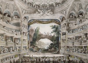 Wnętrze Teatru Komedii Francuskiej w 1791 r., po oryginalnej akwareli autorstwa French School